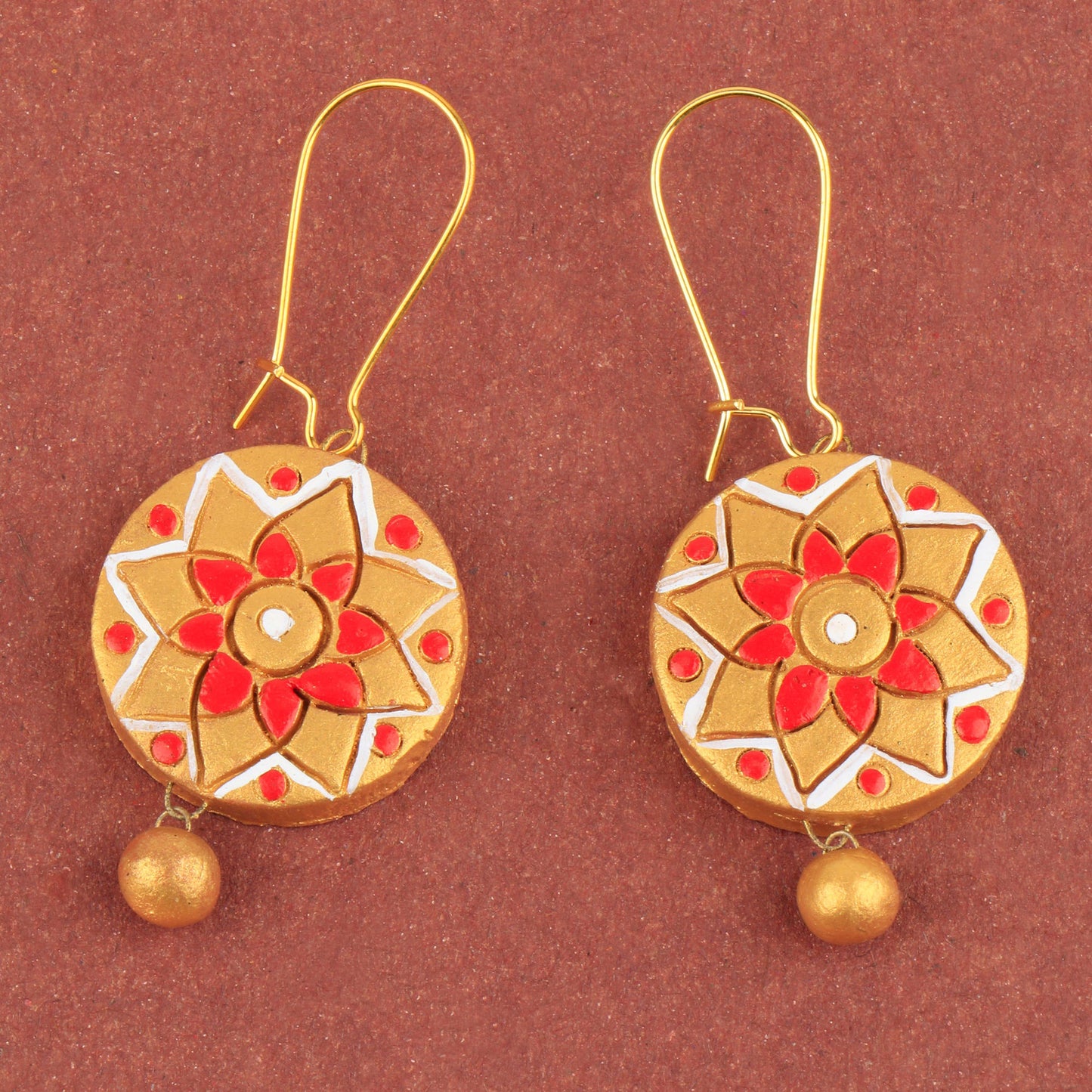 Phoolkari- Handcrafted Clay Dangler Earrings