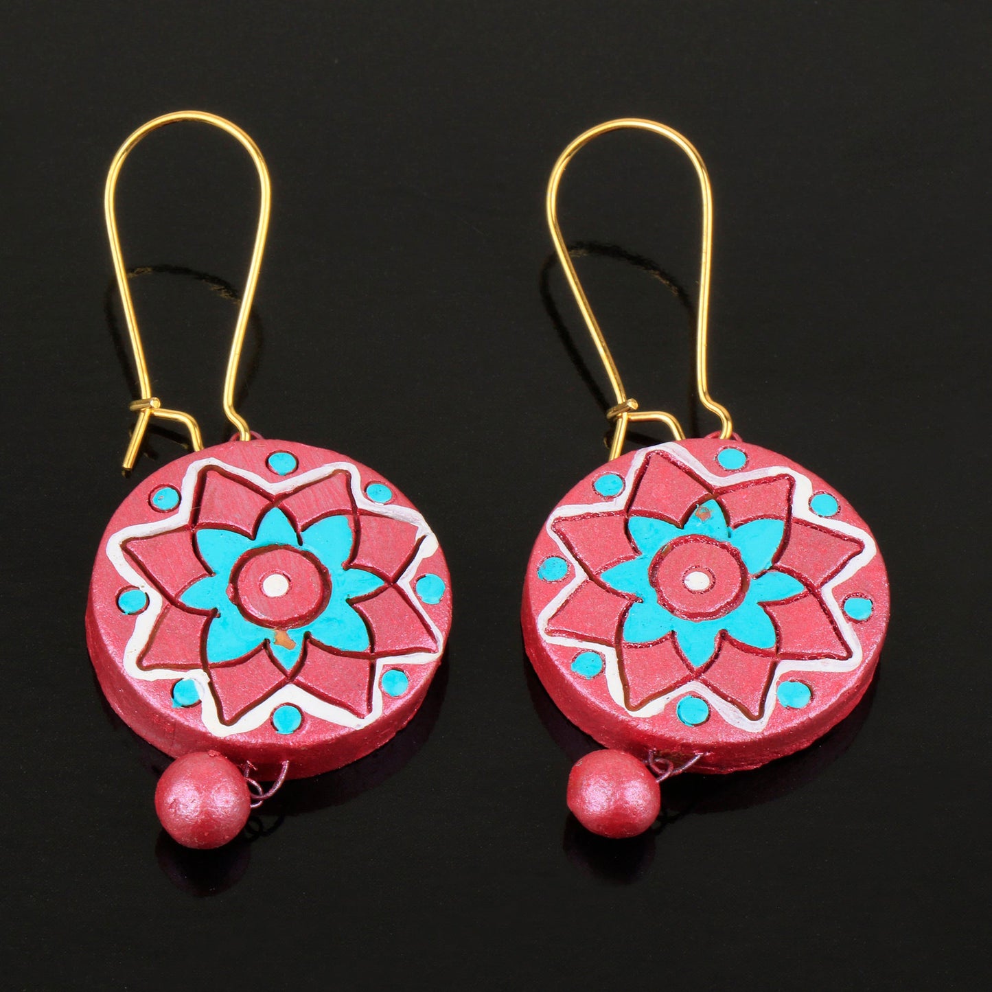 Leheriya- Handcrafted Clay Dangler Earrings