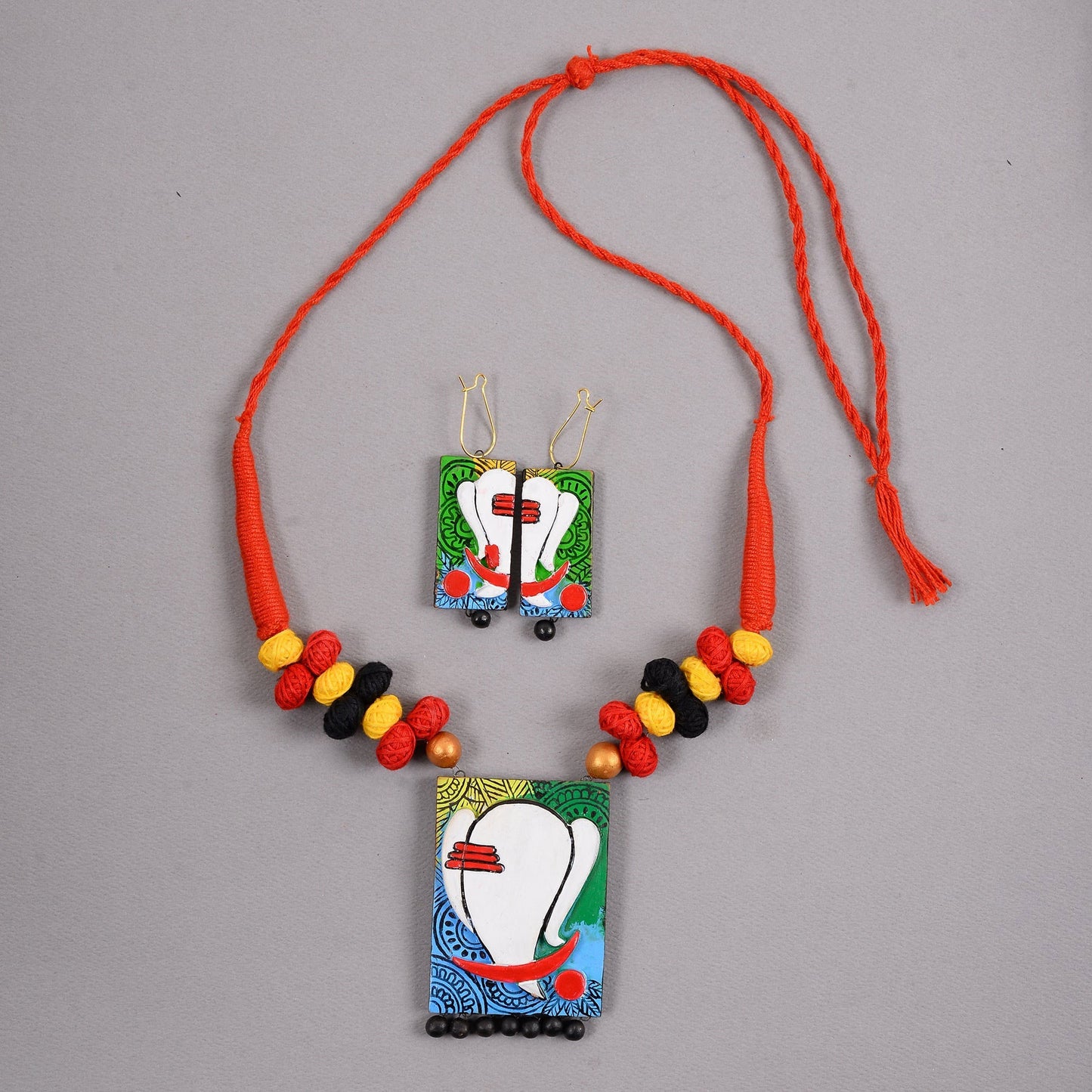 Mrittika- Handcrafted clay Ganesha Necklace Set