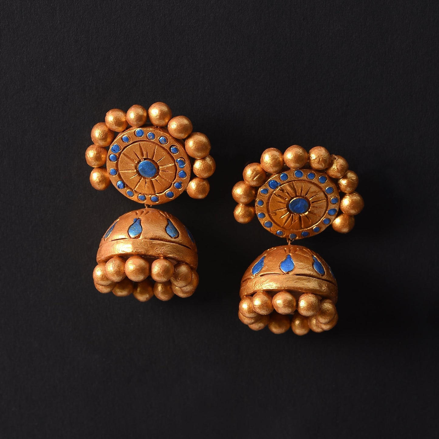 Suryara- Handcrafted Clay Jhumki Earrings