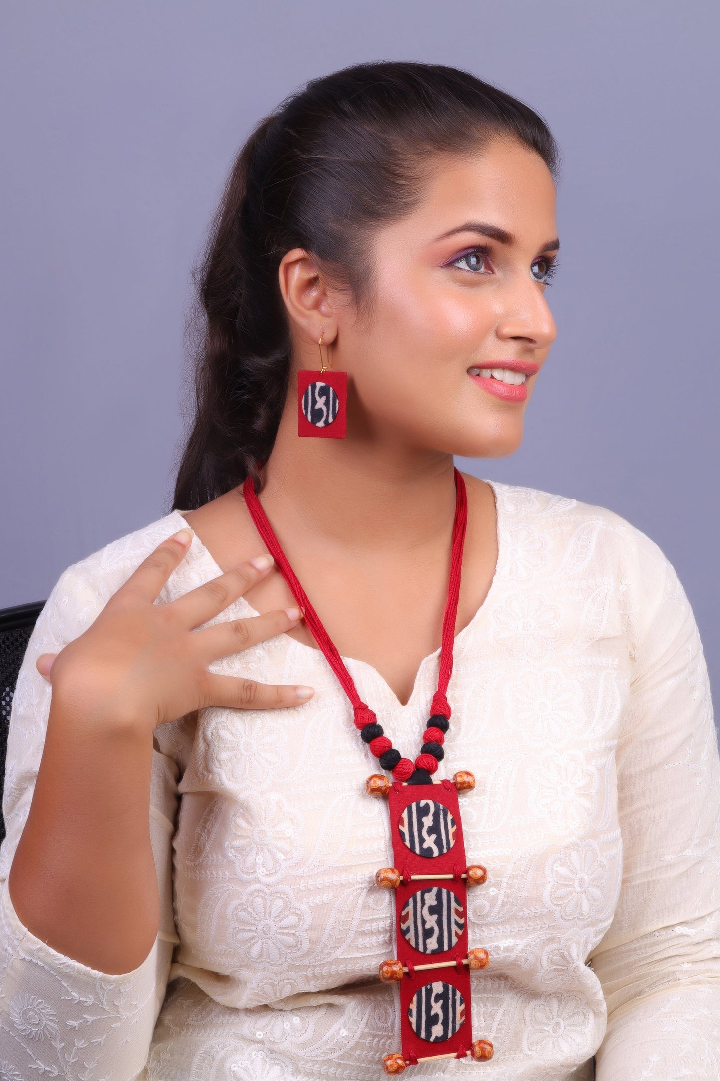 Handcrafted Fabric Necklace Set