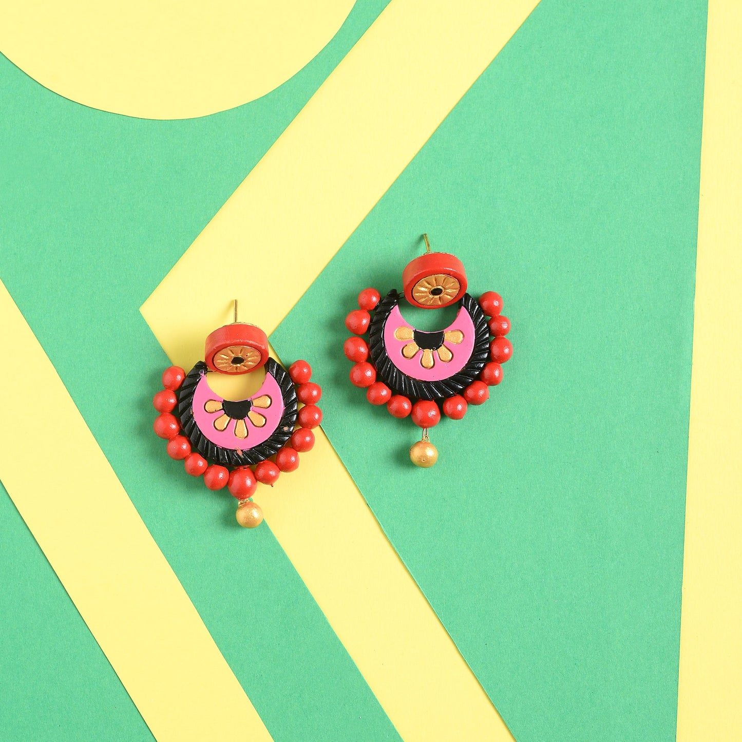 Rangini- Handcrafted Clay Dangler Earrings