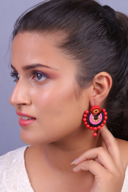 Rangini- Handcrafted Clay Dangler Earrings