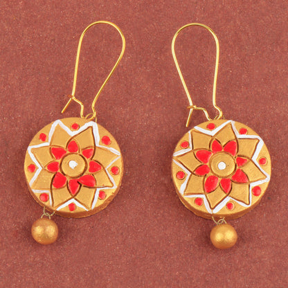 Phoolkari- Handcrafted Clay Dangler Earrings