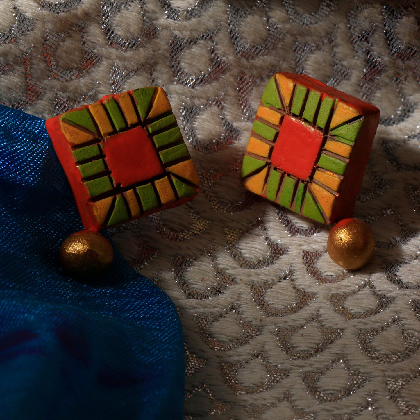 Baha- Handcrafted Clay Dangler Earrings