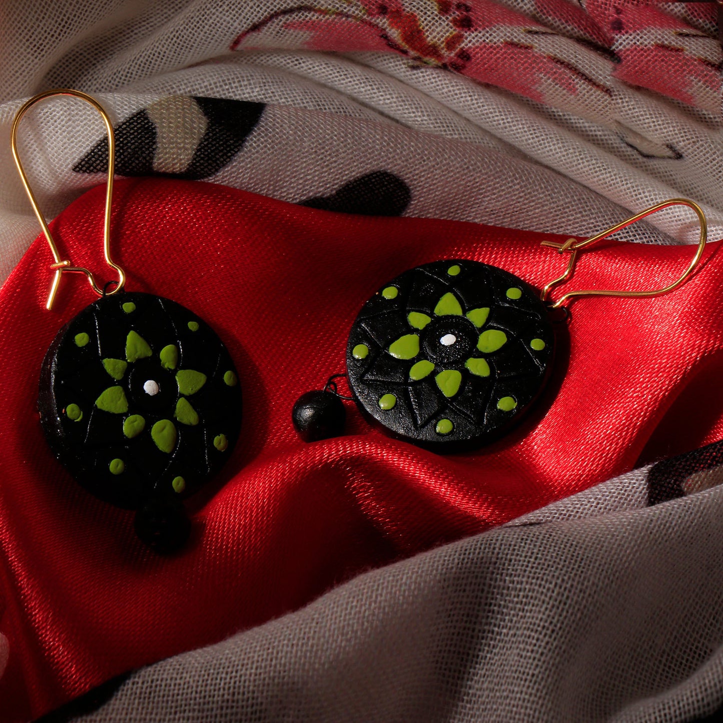 Jodhana- Handcrafted Clay Dangler Earrings