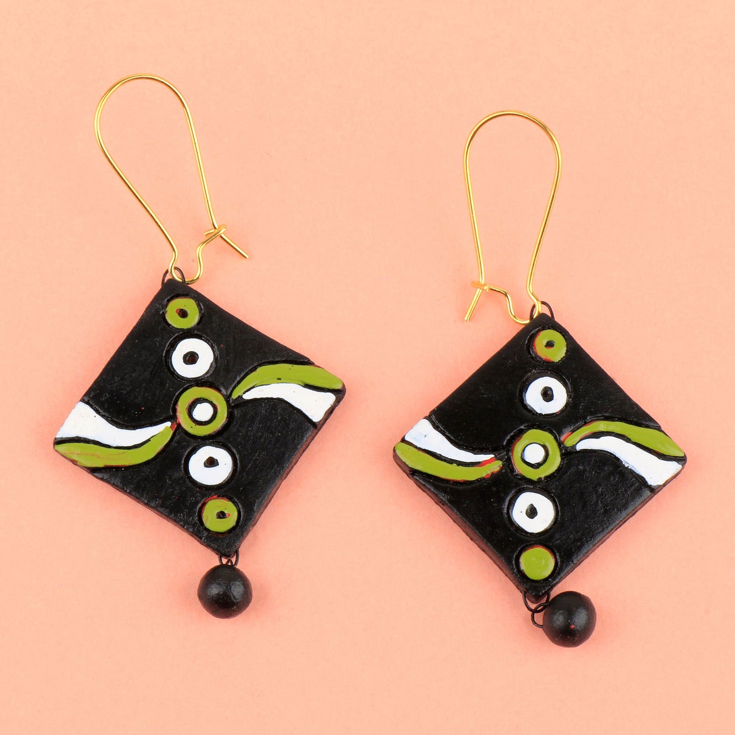 Dharaan-Handcrafted Clay Dangler Earrings