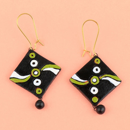 Dharaan-Handcrafted Clay Dangler Earrings