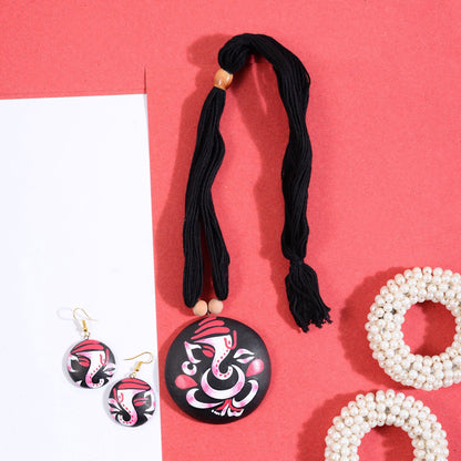 Mridora- Handcrafted clay Ganesha Necklace Set