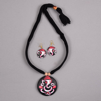 Mridora- Handcrafted clay Ganesha Necklace Set