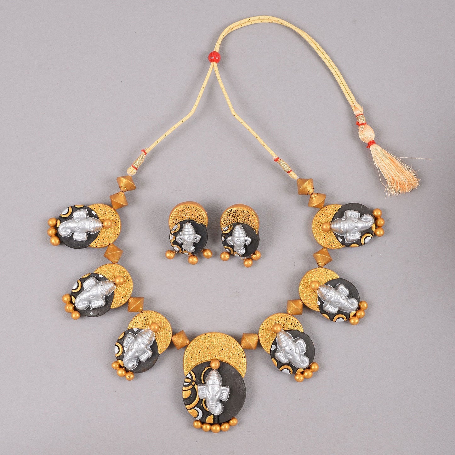 Bhumiya- Handcrafted clay Ganesha Necklace Set