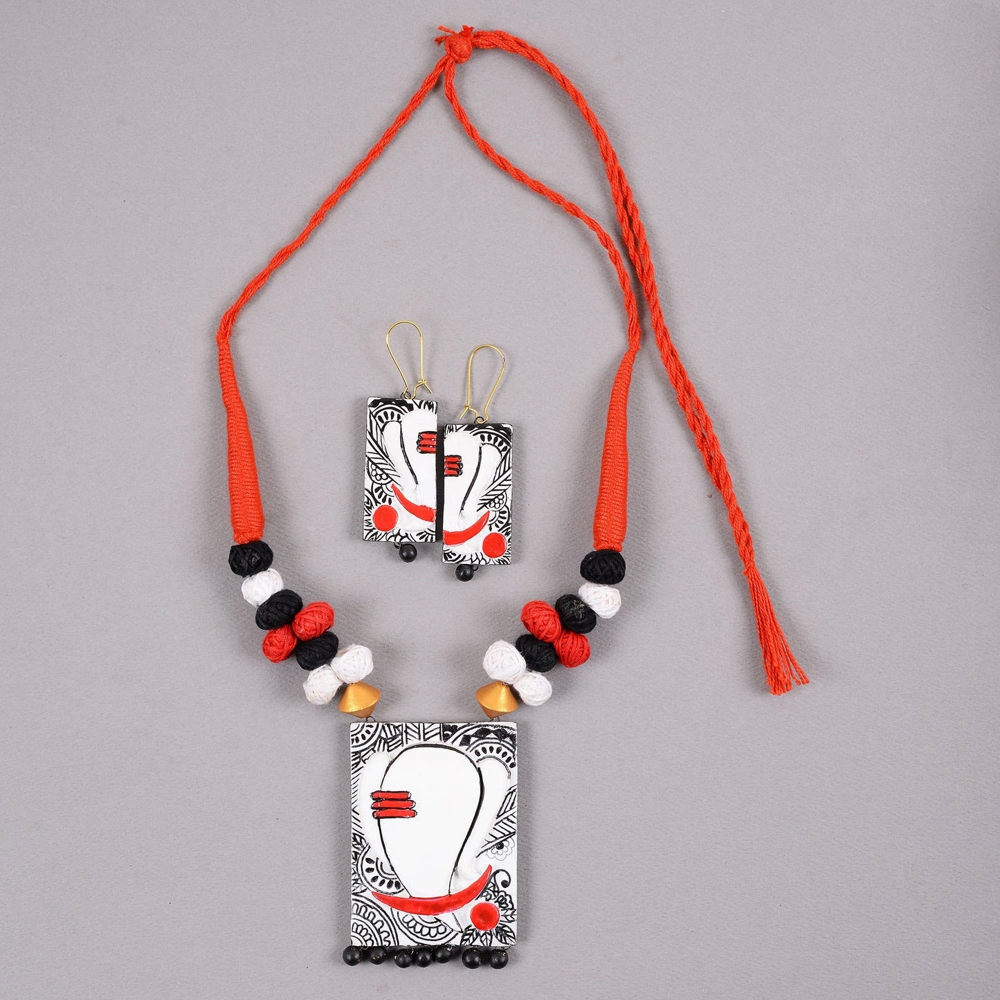 Mridrang-  Handcrafted clay Ganesha Necklace Set