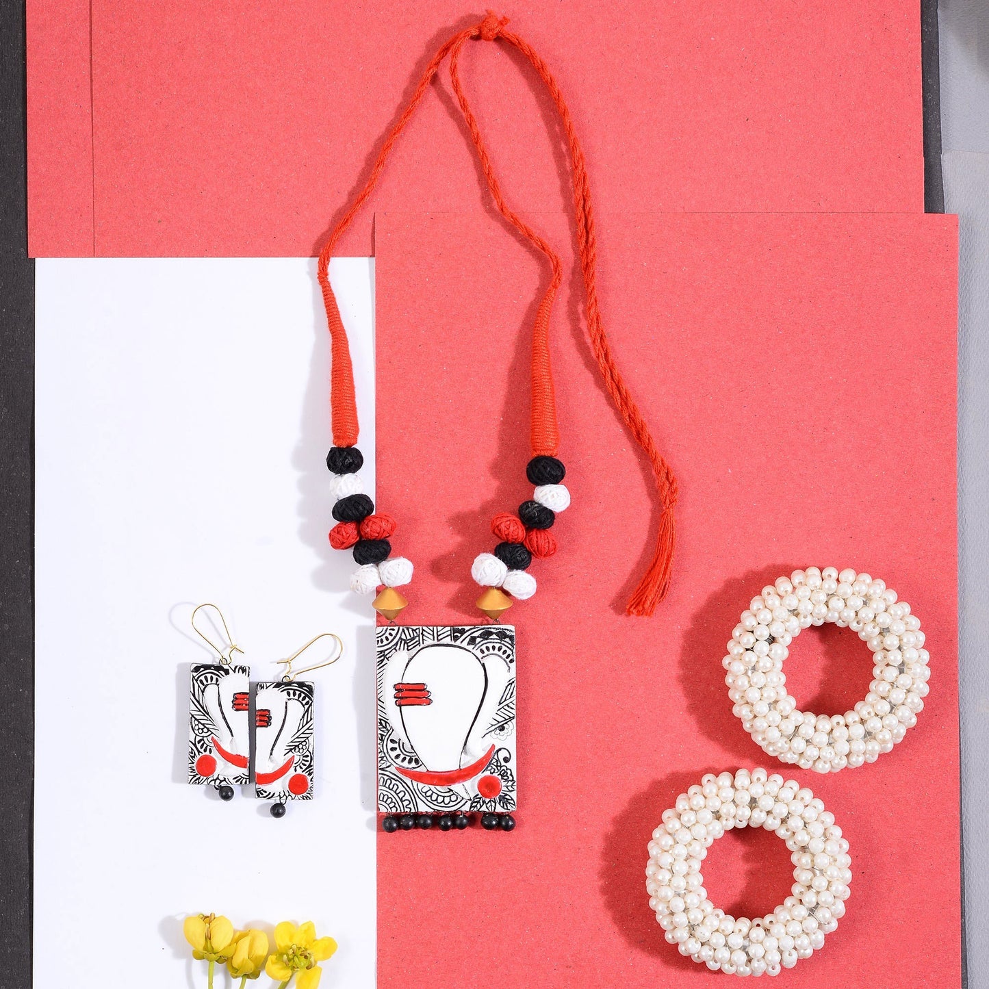Mridrang-  Handcrafted clay Ganesha Necklace Set