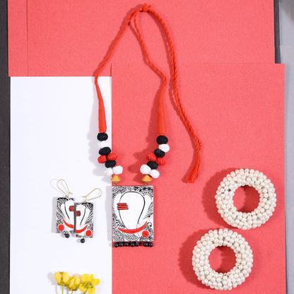 Mridrang-  Handcrafted clay Ganesha Necklace Set