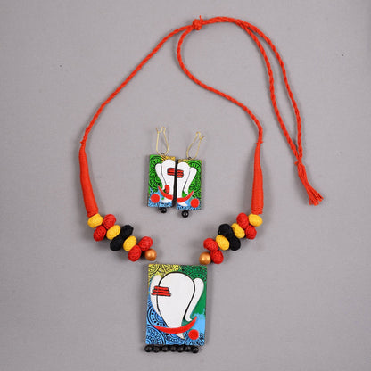 Mrittika- Handcrafted clay Ganesha Necklace Set