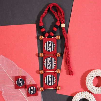 Mridini- Handcrafted Fabric Clay Necklace Set
