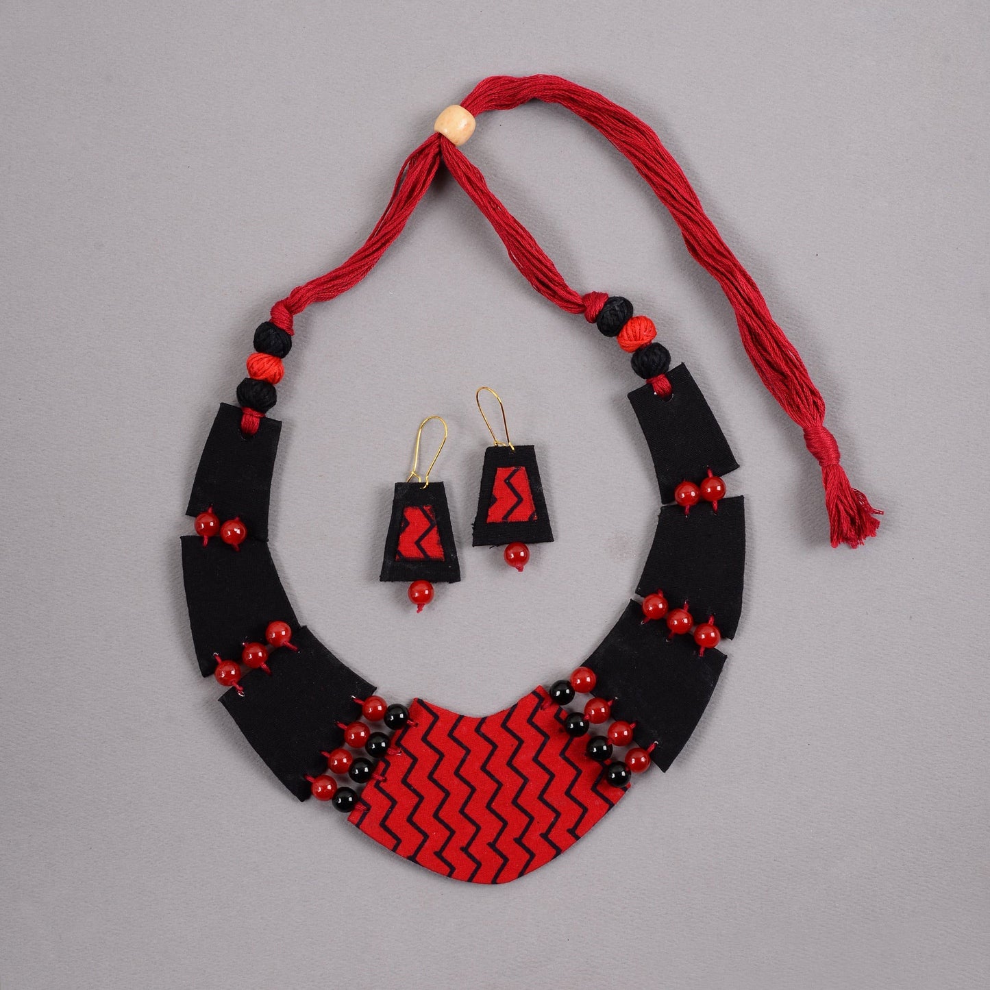 Vasundhara- Handcrafted Fabric Clay Necklace Set