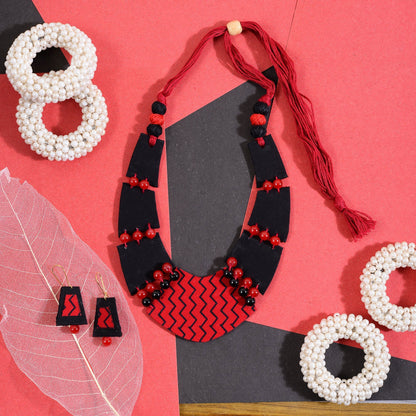 Vasundhara- Handcrafted Fabric Clay Necklace Set