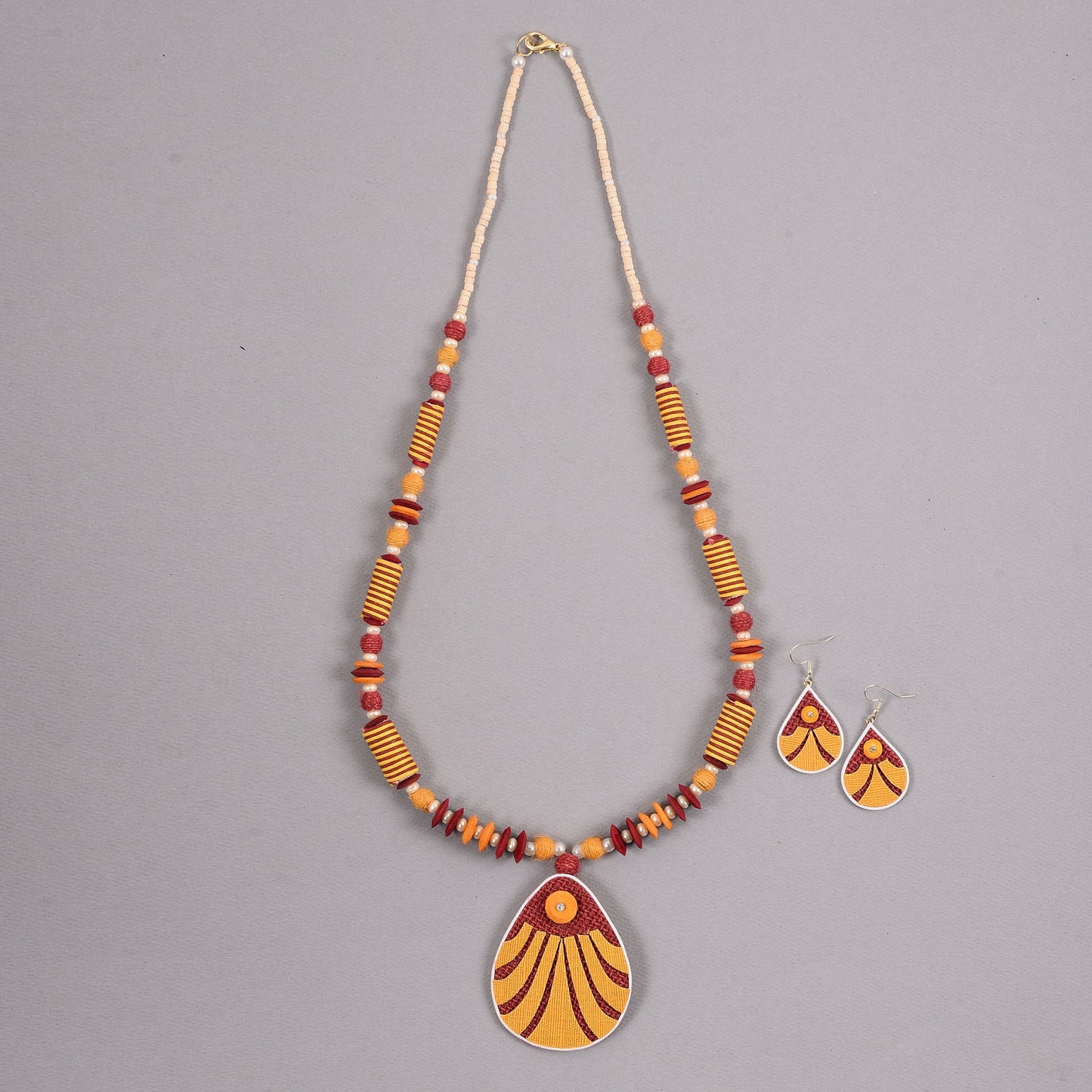 Dhara- Jute Handcrafted Clay Necklace Set