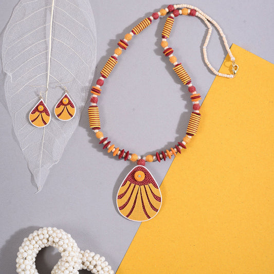 Dhara- Jute Handcrafted Clay Necklace Set