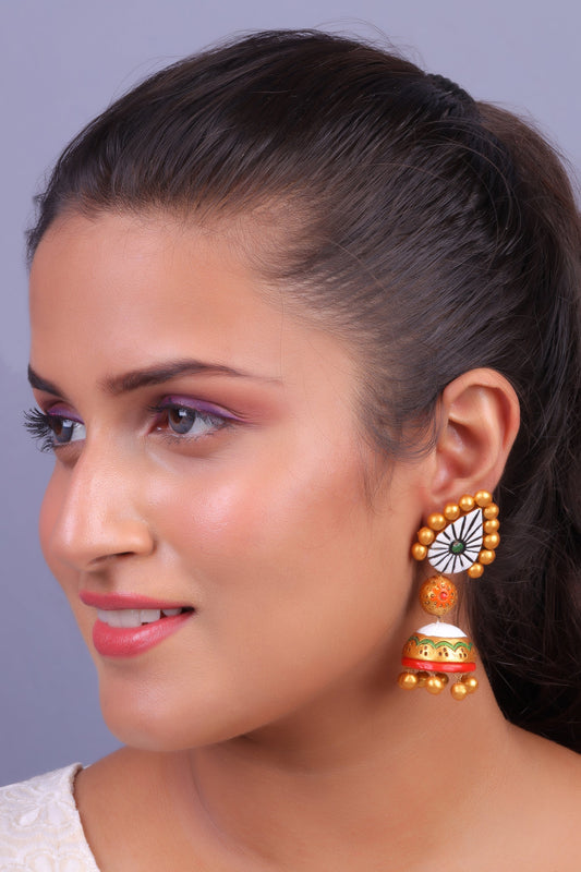 Surya- Handcrafted Clay Jhumki Earrings