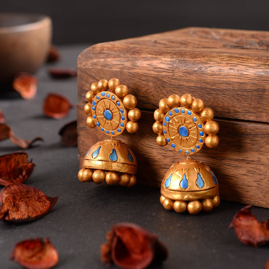 Suryara- Handcrafted Clay Jhumki Earrings